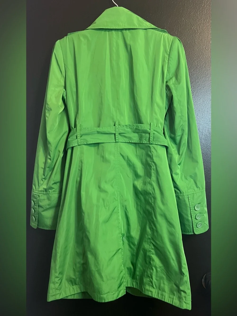 The Limited Leaf Green Rain Trench Coat with Belt - Picture 2 of 5